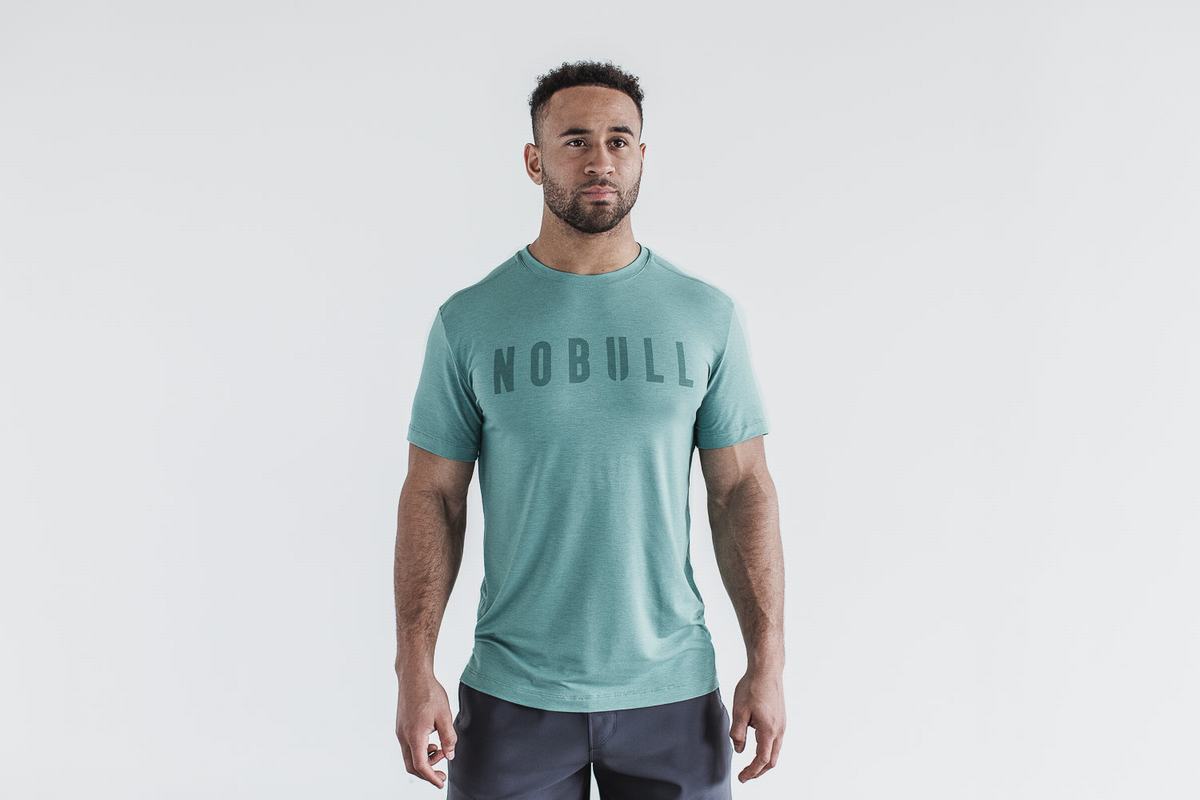 Nobull Men's T Shirts Blue | Australia (GZ9506)